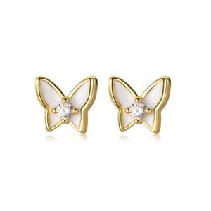 Sterling Silver Butterfly Earrings pretty rhinestone center